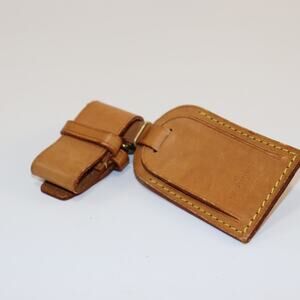 Louis Vuitton Vachetta Leather Luggage Tag Made in France Authentic